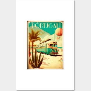 Portugal Beach Vintage Travel Art Poster Posters and Art